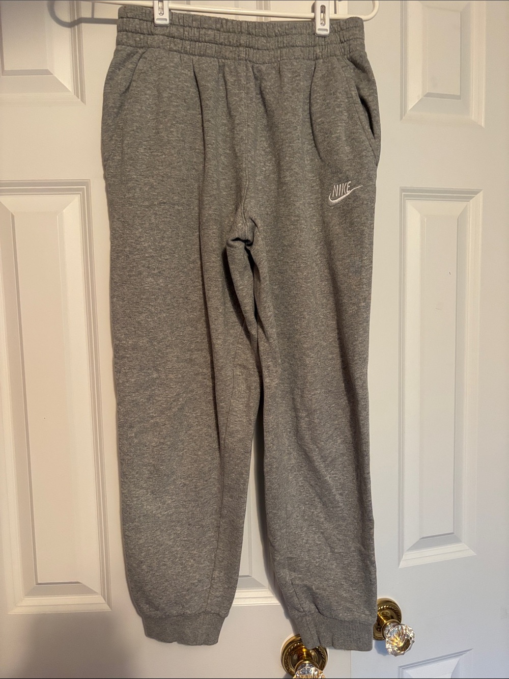 Nike Grey Youth Fleece Joggers with White Swoosh